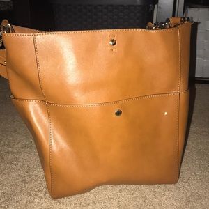 Gap cognac tote with two handle feature